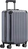 Münicase M816 TSA-Schloss, Teleskopgriff, Reisekoffer mit 4 Rollen, Hartschale, Kabinentrolley 55cm, Grey