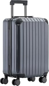 Münicase M816 TSA-Schloss, Teleskopgriff, Reisekoffer mit 4 Rollen, Hartschale, Kabinentrolley 55cm, Grey