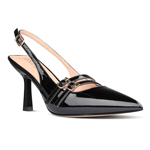 COLETER Slingback Kitten Heels for Women Closed Pointed Toe Pumps Wedding Dress Shoes - Main Image