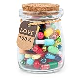 XHDAI Capsule Letters Message in a Bottle Glass，Capsule Message Pills/Love Letter/Cute Gifts Ideas for Boyfriend/Girlfriend. (Mixed Color 60PCS)