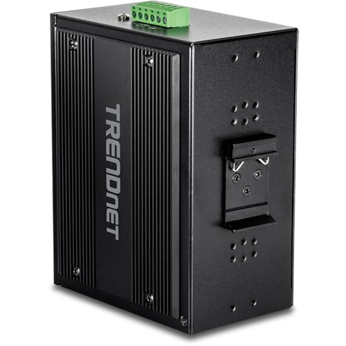 Image of TRENDnet 26-Port Hardened Industrial Gigabit DIN-Rail Switch, TI-G262, 24 x Gigabit Ports, 2 x Gigabit SFP Ports, 52Gbps Switching Capacity, Lifetime Protection, Black