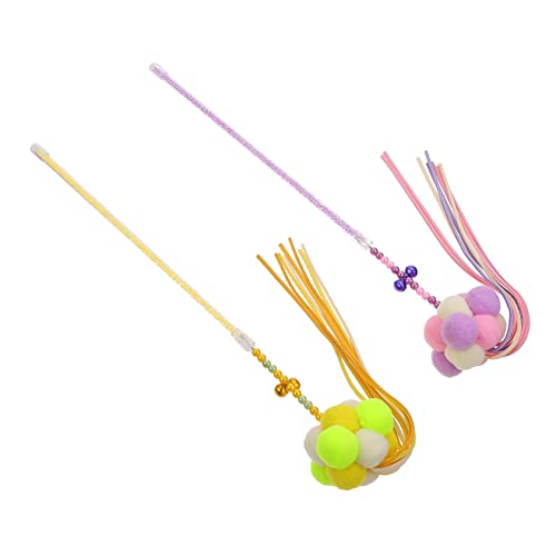 minkissy 2pcs Cat Interactive Toy Teaser Rods for Kittens Engaging Pet Unique Designs for Bonding and Encouraging