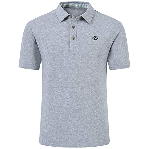 MoFiz Herren Poloshirt Kurzarm Baumwolle Polohemd Atmungsaktiv Gerippter Kragen Polo Arbeitsshirt Hellgrau L Cover