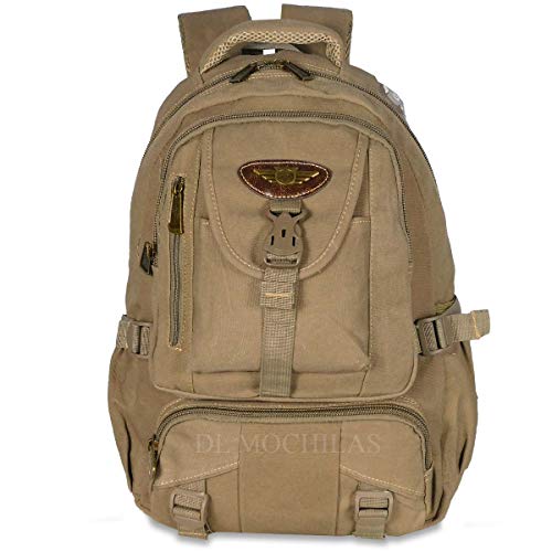 Mochila Escolar Masculina Feminina Em Lona Reforçada (Bege)