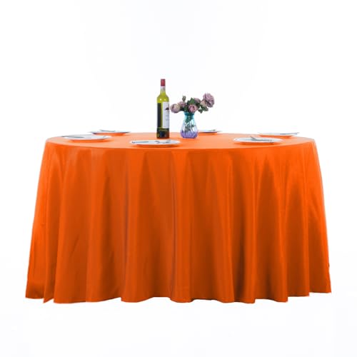 Ascoza 2pack 108 Inch Orange Round Tablecloth in Washable Polyester Fabric for Wedding/Banquet/Restaurant/Parties