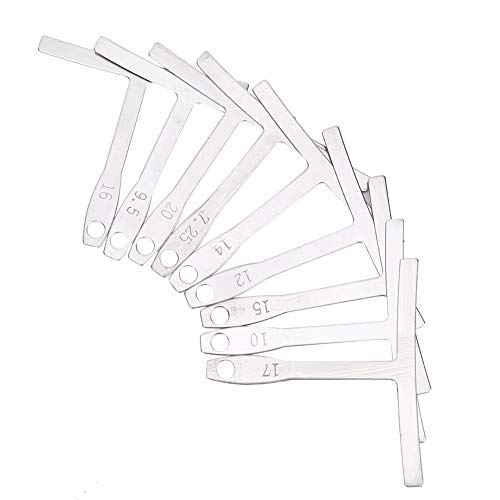 9Pcs Guitar Radius Gauge Guitar Ruler Guitar Radius Gauge Stainless Steel T - Shape Guitar Ruler Fingerboard Measurement Luthier Tool (Silver)