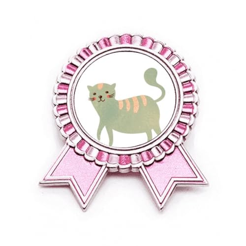 Broche chat cyan aquarelle rose, le bijou métal idéal sur un manteau