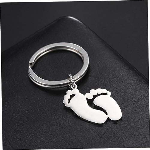 HOUDERCO Fußabdruck-schlüsselanhänger Ornament 4 Stück Edelstahl-schlüsselanhänger Für Frauen Baby-fußabdruck-