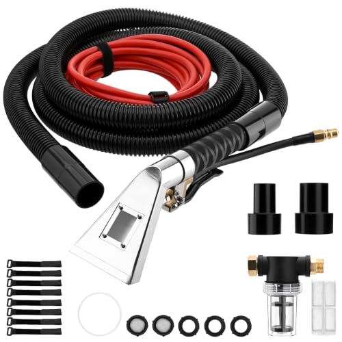 Image of Extractor Attachment Hose Kit Compatible With Shop Vac Stainless Steel Wand | with Viewing Window 25ft Water Hose 10ft Vacuum Hose, for Carpet Industrial Cleaning Auto Detailing