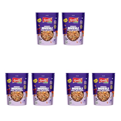 Image of Kwality Muesli Fruit & Nut 500 g (Pack of 6) | 76% Multi Grains | No Maida | Natural Source of Vitamin & Iron | High in Protein & Fiber | Low Fat & Cholesterol | Healthy Food & Breakfast Cereal