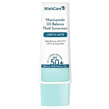 WishCare 5% Niacinamide Oil Balance Fluid Sunscreen SPF 50 PA++++ with 8 Hrs+ SPF Protection- Lightweight Matte Sunscreen SPF 50 for Oily Skin & No White Cast 50g - image, photos