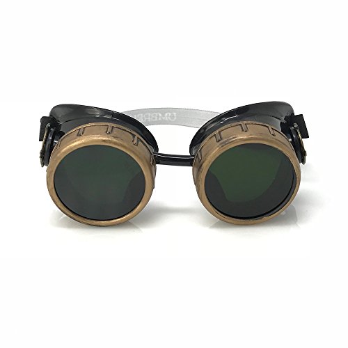 UMBRELLALABORATORY Steampunk Victorian Style Goggles w/ Compass Design and Black Lenses