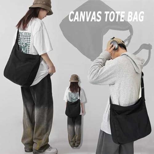 Image of FUOCO Canvas Messenger Bag for Men Women - Vintage Crossbody Sling Bag for Laptop Travel Office College Gym - Aesthetic Shoulder Handbag One Side Tote Bag
