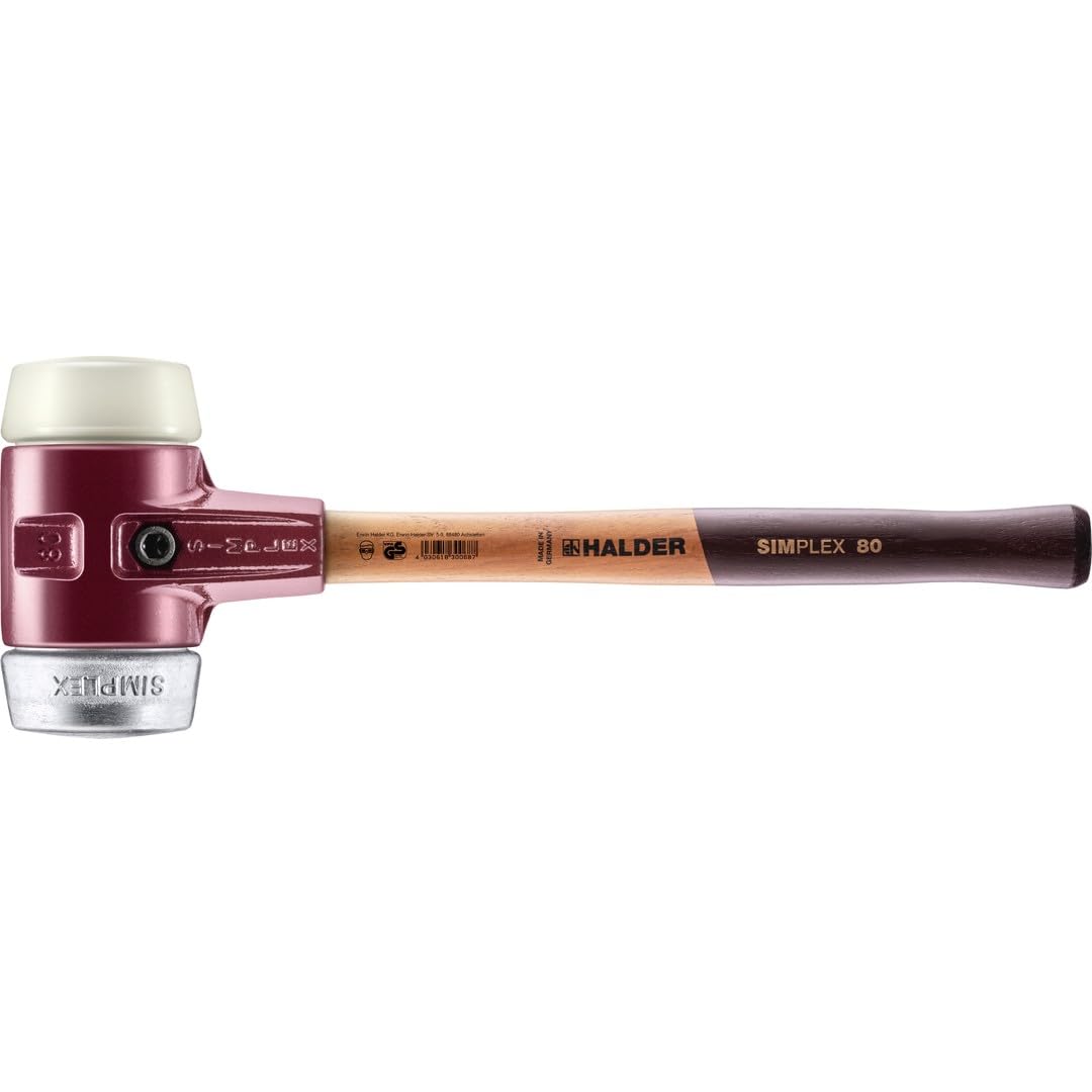 Halder 3089080 mazzuola martello in nylon/metallo morbido in acciaio inossidabile, multicolore, 80 mm