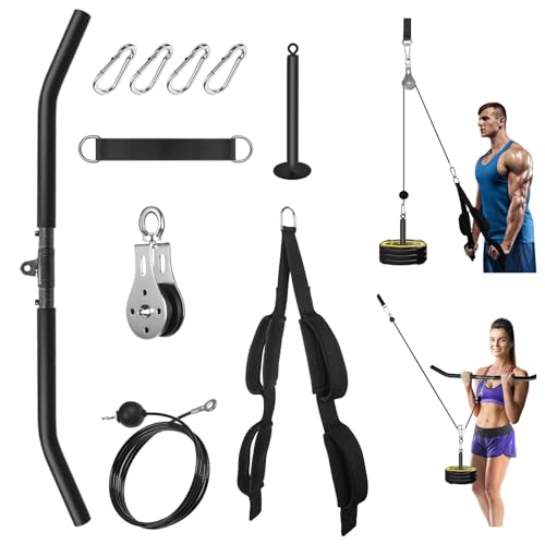 FASPUP Cable Pulley System Home Gym, Lat Pull Down Pulley System with Tricep Rope Cable Attachment Pull Down Bar for LAT Pull Down, Arm Workout FASPUP Cable Pulley System Home Gym, Lat Pull Down Pulley System with Tricep Rope Cable Attachment Pull Down Bar for LAT Pull Down, Arm Workout
