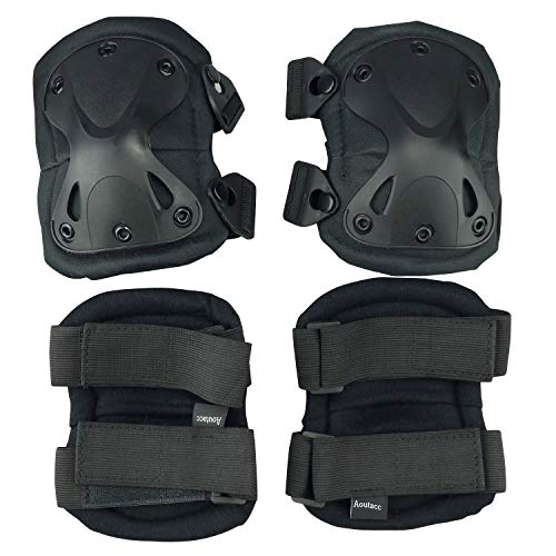 Image of Tactical Combat Knee & Elbow Protective Pads Set for Outdoor CS Paintball Game Cycling Safety Skateboarding Gear Skates Knee Protection Guard Pads