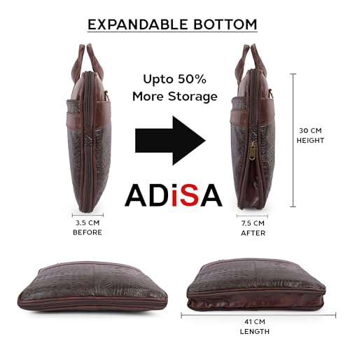 Image of ADISA Laptop Messenger Office Bag Briefcase for Work for Men (LB6056-BRO)