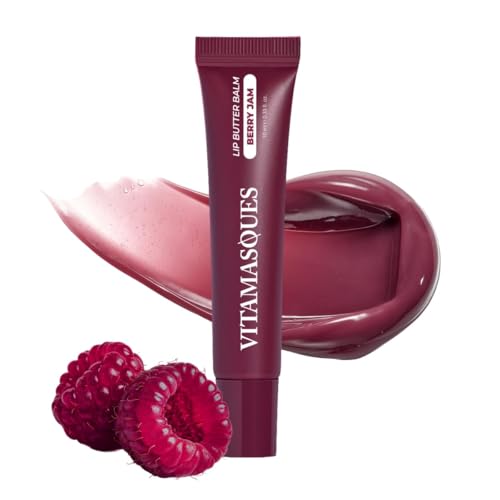Vitamasques Lip Butter Balm - Berry Jam Korean Lip Balm - Peptide Lip Treatment - Lips Balm Hydrating - Light Tinted Lips balm - Made in Korea - 0.33 fl.oz