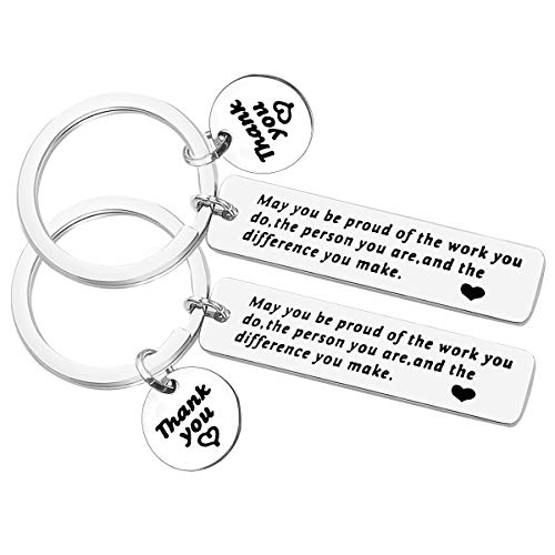 Employee Thank You Gift Appreciation Jewelry Keyring You Make A Difference Keychain Stainless Steel Keyring for Volunteer Social Worker Coach Mentor Appreciation Jewelry Gift (2pack)