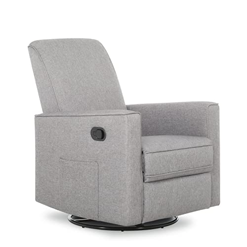 Evolur Raleigh Upholstered Manual Glider Recliner– Rocking & 360° Swivel with Smooth Glide – Greenguard Gold & FSC Certified – Modern Nursery and Living Room Chair in Light Grey