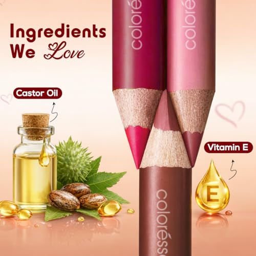 Image of Coloressence Matte Lip Love Liner Pencil Kit, Multicolor, Pack of 9 Shades with FREE Sharpener | Long Lasting | Lightweight | Highly Pigmented | Enriched with Castor Oil & Vitamin E