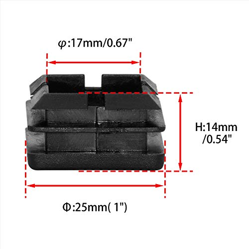 Image of Flyshop 25 x 25 mm, 0.98 inch x 0.98 inch Black Plastic Hole Plugs Square Tubing End Caps Tube Inserts Durable Furniture Glide for Chair Table Stool Leg 8 Pack