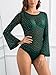 UEOIOW Trendy Mesh Top Women Rhinestone Long Sleeve Sheer Blouse 2026 Fashion Green 2XL