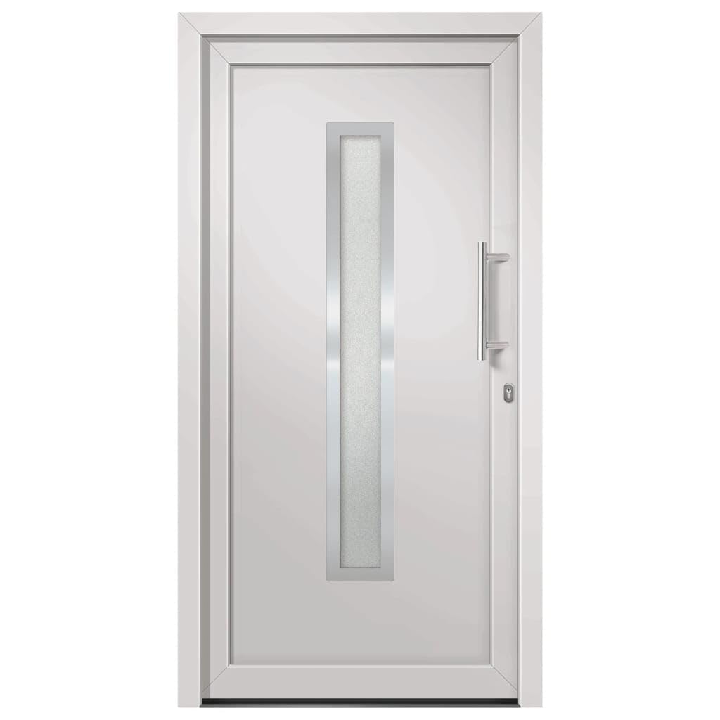 Gecheer Porta di Ingresso,Porta d'ingresso,Porta Esterna in PVC,Porta in PVC per Negozio, Balcone, casa,Portoncino Ingresso Esterno,Portone blindato,Bianca 98x190 cm