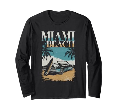 Miami Tshirt Donne Maschili Retro Florida Miami Beach USA Maglia a Manica