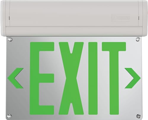 Lithonia Lighting Basics Edge-lit LED Exit Sign with Green Letters, Surface Mount Emergency Exit Only Sign, Ni-Cad Battery Backup (BE W G SM M6) by Lithonia Lighting - Used condition - US$31.18
