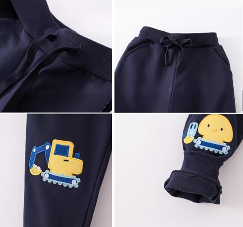 Boys Pants, Toddler 3 Pack Drawstring Elastic Sweatpants Cartoon Active Joggers3