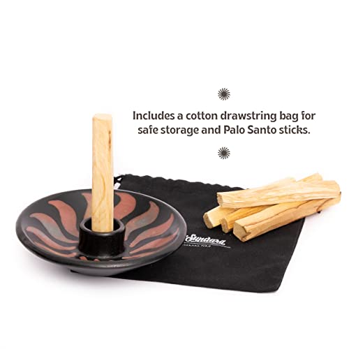 Luna Sundara Authentic Chulucanas Peru Pottery Palo Santo Stick Holder And Incense Holder Includes 5 Palo Santo Sticks Handmade Ceramic Smudge Bowl - Sage Holder, Burning Bowl Or Incense Burner Holder #TOP1