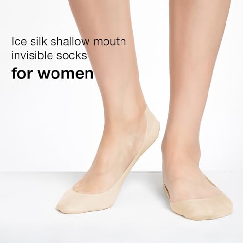 4 Pairs No Show Socks Women for Flats Ultra Low Cut Non-Slip Socks Invisible Hidden Socks Size 5-102