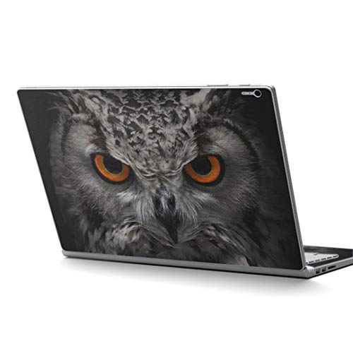 igsticker Surface Book2 Book3 15inch 専用 スキンシール サーフェス ブック 15インチ用 シール 007937 アニマル 写真 フクロウ 黒 ブラック