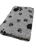 Krambambulishop.de Vet-Bed Softbed Dry-Bed Hundebett Hundedecke Vetbed Trockenbett rutschfest 30mm (Hellgrau+Schwarze Pfoten, 100cm x 80cm)