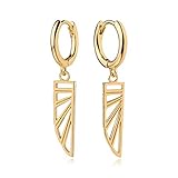 Picture of MYEARS Women Wing Earrings Gold Huggie Hoop Dangle Drop 14K Gold Plated Small Simple Hypoallergenic Everyday Jewelry