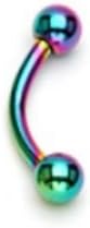 Curved Barbell Piercing 316L Surgical Steel and Titanium Beads 4 mm Iridescent