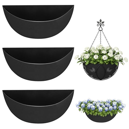 SIWOKJJO Half Round Planter Liners Fabric Plant Liners 3 Pcs Planter Hanging Basket Liners Replacement Felt Coconut Liners for Wall Hanging Basket Planter Garden Fence Flower Window Pot (12inch)