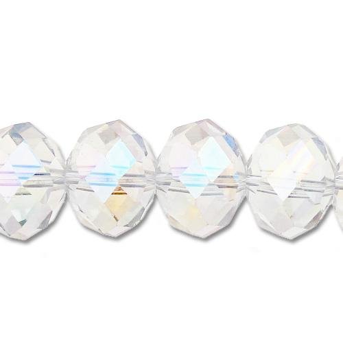 Clear AB Czech Crystal Faceted Rondelle Beads 8mm x 10mm Strand of 65+ Pieces