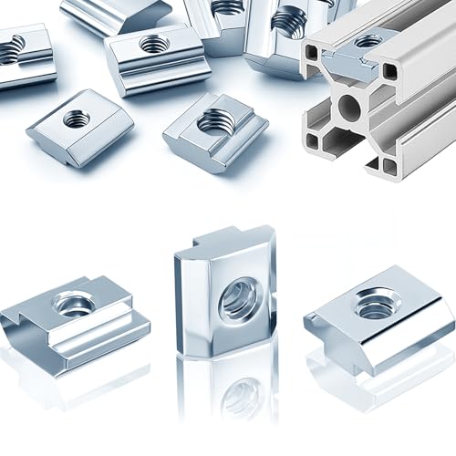 HXJDAM 30 piezas tuercas ranuradas M8 ranura 8, tuerca ranurada Item M8 tipo B 40x40 mm, tuerca deslizante en T de acero al carbono para ranura de extrusión de perfil de aluminio de 40 mm, norma