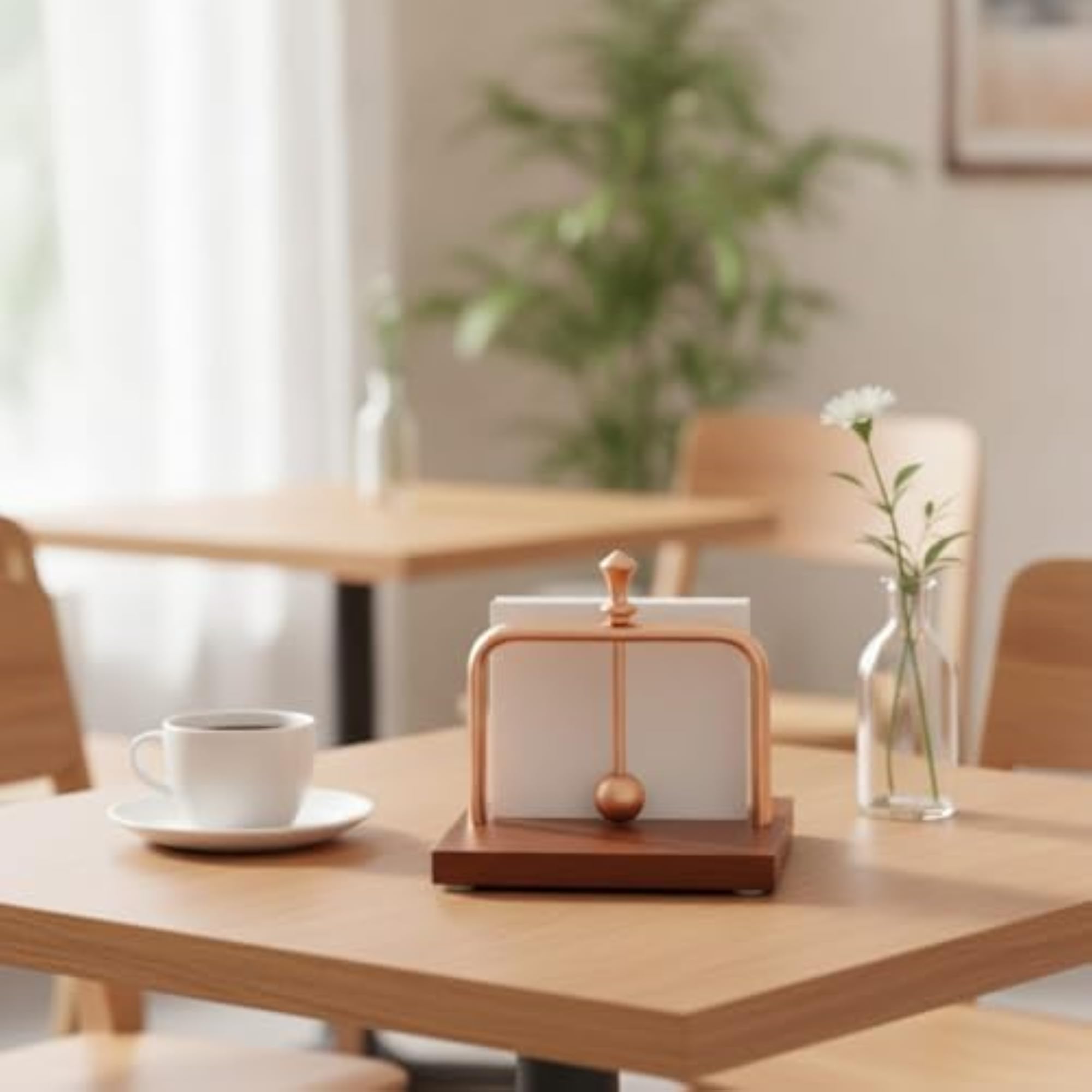 Minimalist Napkin Holder with Wooden Base