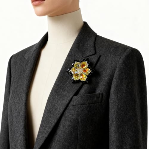 Image of Crystal Flower Brooch Pin for Women Dress Suit Bag Hat Broochs Pins Christmas Brooch Pin Wedding Party Birthday Dance Jewelry Accessories
