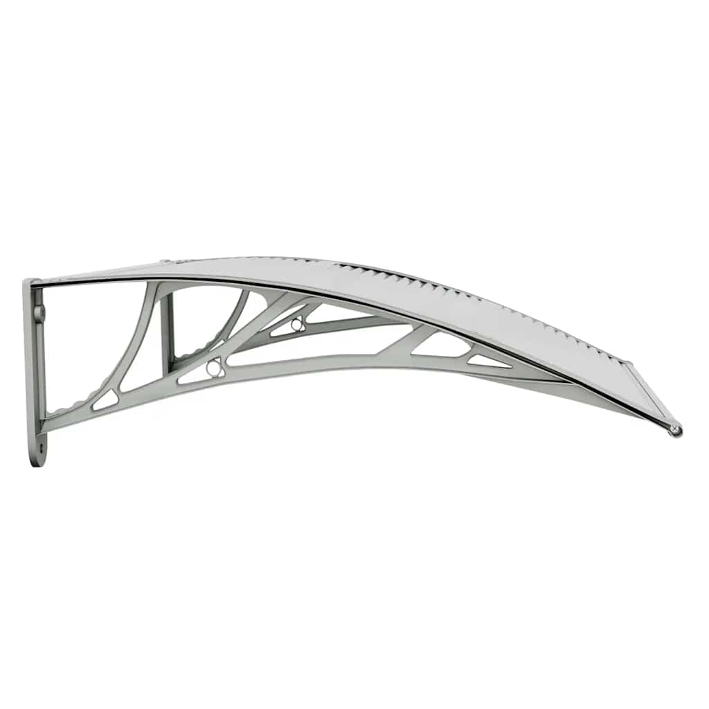 Wytrzymały daszek z aluminium i poliwęglanu jako elegancki daszek drzwiowy z poliwęglanu w kolorze szarym i przezroczystym 80 x 75 cm z akcesoriami montażowymi jako zadaszenie drzwi odporne na warunki