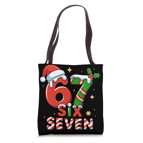 Funny 67 Meme Christmas Six Seven Santa Holiday Tote Bag