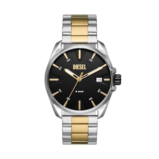 Diesel MS9 Montre pour Hommes, Mouvement à Quartz avec Bracelet en Silicone, Acier Inoxydable ou Cuir, Argenté et Noir, 44mm