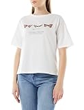 Koton Printed Short Sleeve Cotton T-Shirt Camiseta, Gebrochenes Weiß (001), S para Mujer