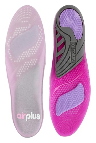 Airplus Women's Extreme Active Gel Insoles, Heel & Arch Support, Superior Comfort & Stability, Grey, Medium