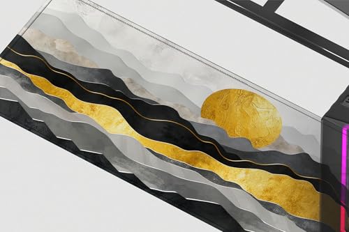 Image of Golden Horizon Premium Desk Mat | Anti-Skid | Anti-Slip | 60 x 28 cm | Laptop Mat for Work from Home /Office /Gaming- Extended Mouse pad and Keyboard Desk mat