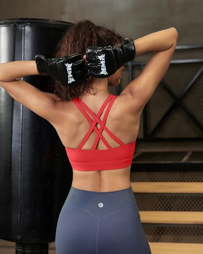 Image of RUNNING GIRL Sports Bra for Women,Molded Cup Strappy Running High Impact Sports Bra with Sewn in Pads
