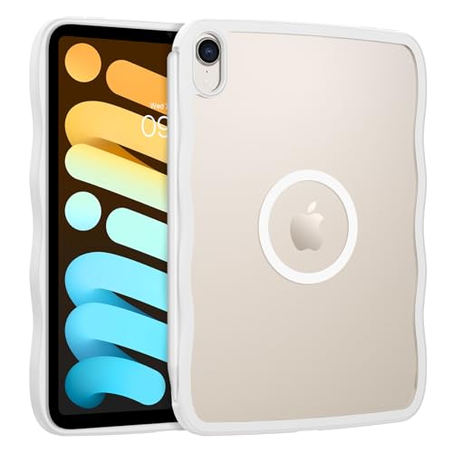 BENTOBEN Case for iPad mini 7 2024 A17 Pro/iPad mini 6 2021, Cute Wavy Magnetic iPad mini 7th/6th Gen Case, Translucent Matte Shockproof Protective Tablet Cover for iPad mini 7/mini 6 8.3'', White